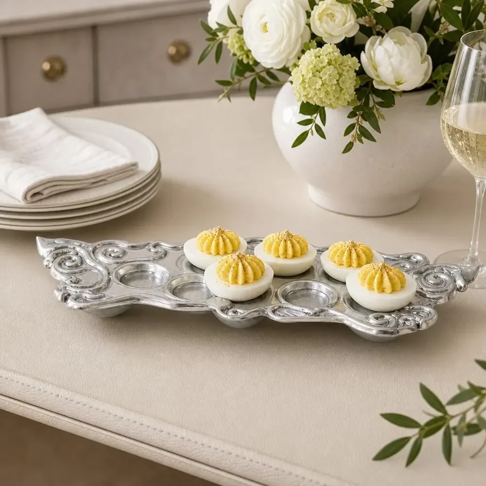 Arthur Court Fleur De Lis Aluminum Tray Deviled Egg Holder